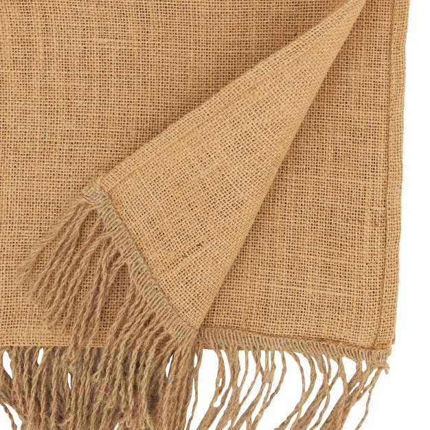 Saro Lifestyle Earthy Delight Jute Tassel Table Runner 16 quot x72 quot Beige