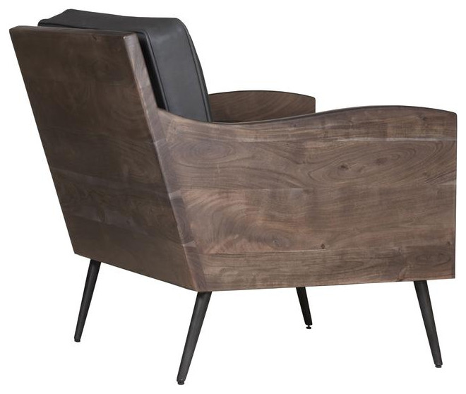 Karma Genuine Leather Live Edge Accent Chair  Slate   Midcentury   Armchairs And Accent Chairs   by HedgeApple  Houzz