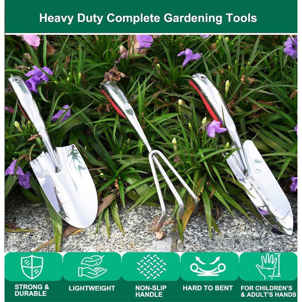 Dyiom 3-Piece Stainless Steel Heavy-Duty Garden Tool Set with Soft Rubberized Non-Slip Ergonomic Handle B08RBGQKNC