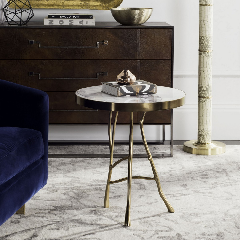 Lam White Marble Round End Table   Contemporary   Side Tables And End Tables   by Rustic Home Furniture Deco  Houzz