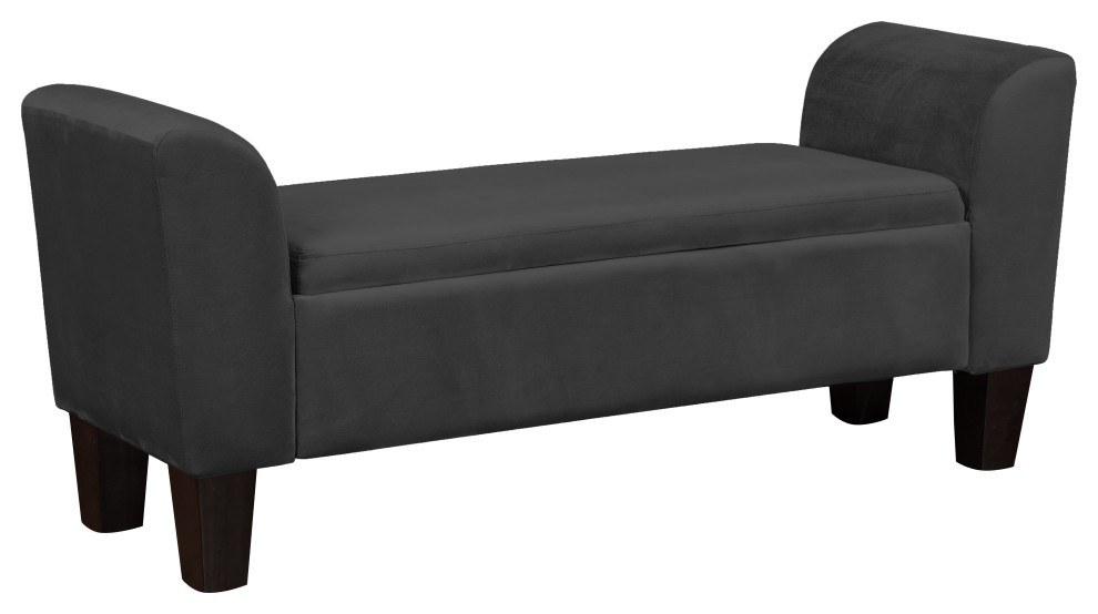 Mila Velvet Ottoman Bench with Storage   Transitional   Footstools And Ottomans   by Lilola Home  Houzz