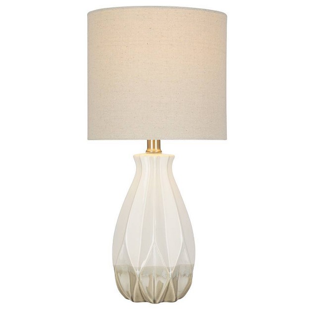 Textured Ceramic Accent Table Lamp With Linen Shade includes Led Light Bulb White Dailsygrab