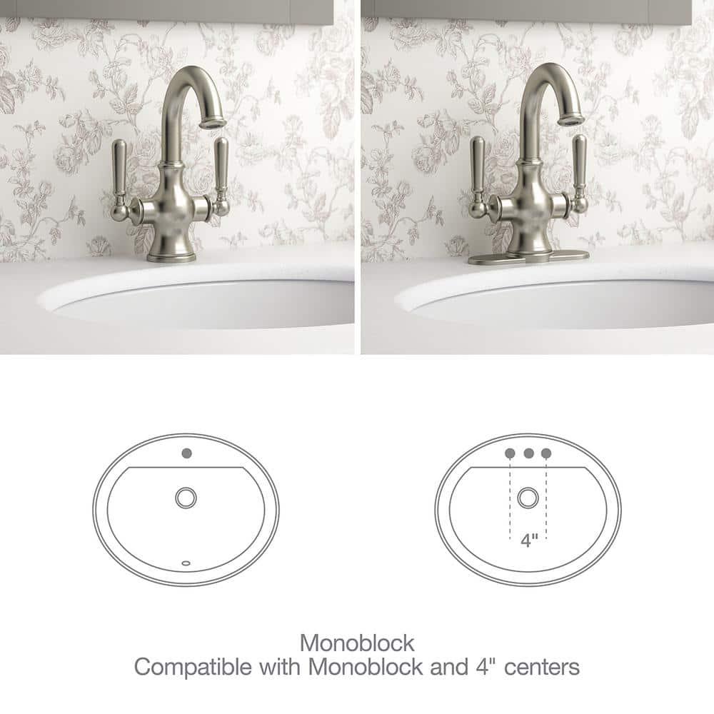 KOHLER Capilano Monoblock 4 in Centerset 2Handle Bathroom Faucet in Vibrant Brushed Nickel