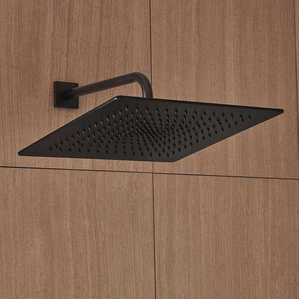 Speakman Lura 16 in. J-Shape Wall Mount Rain Shower Arm in Matte Black S-2572-MB