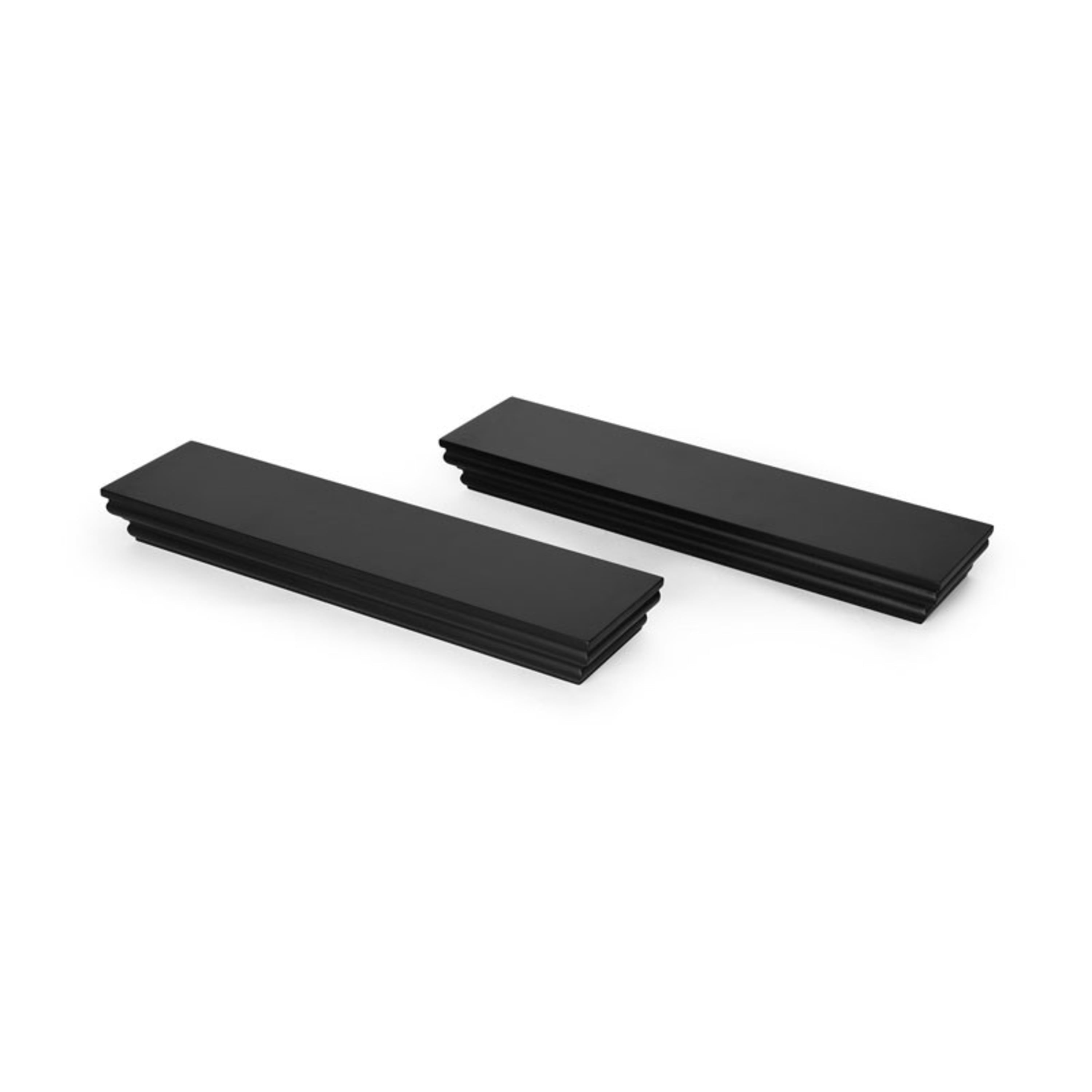 Melannco Floating Wall Mounted Molding Shelf, Set of 2 in Black