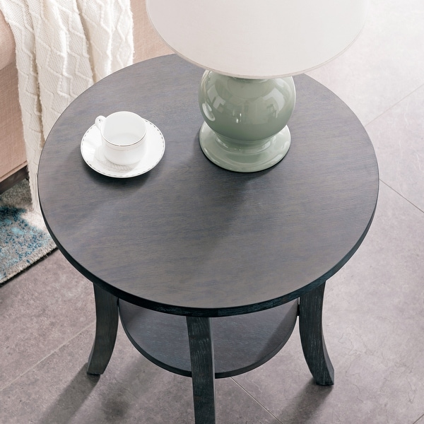 Leick Home Round Side Table with Shelf