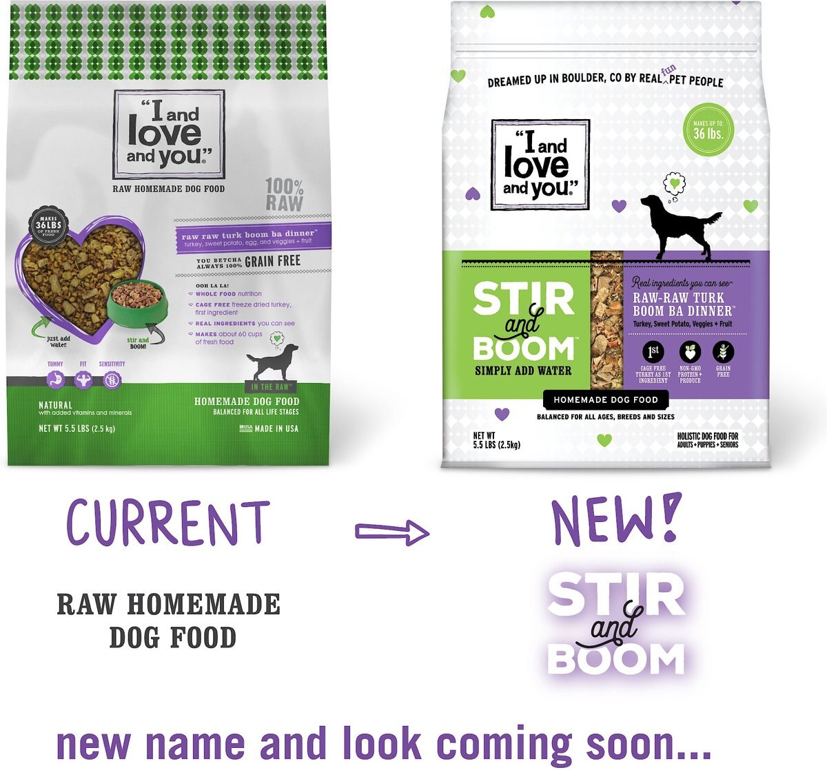 I and Love and You Stir and Boom Raw Raw Turk Boom Ba Dinner Grain-Free Dehydrated Dog Food