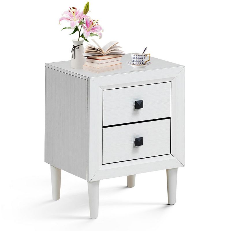 Multipurpose Retro Bedside Nightstand with 2 Drawers