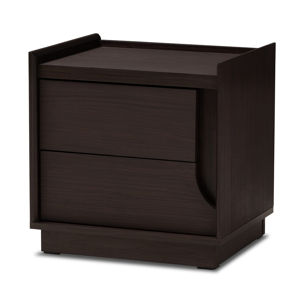 Contemporary Brown Finished 2 Drawer Nightstand by Baxton Studio