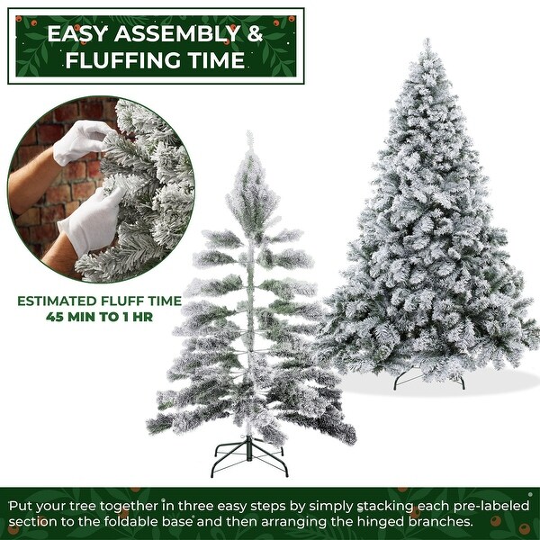 9FT Realistic SnowFlocked Pine Artificial Holiday Christmas Tree