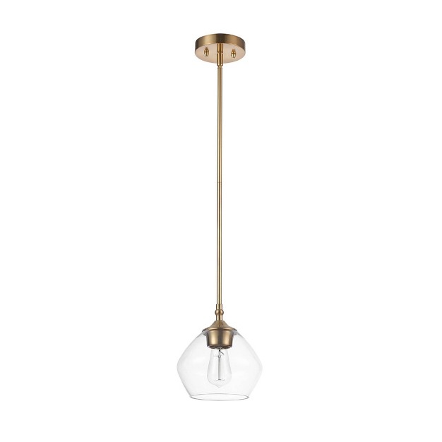 Harrow 1 light Matte Brass Pendant Lighting With Clear Glass Shade Globe Electric