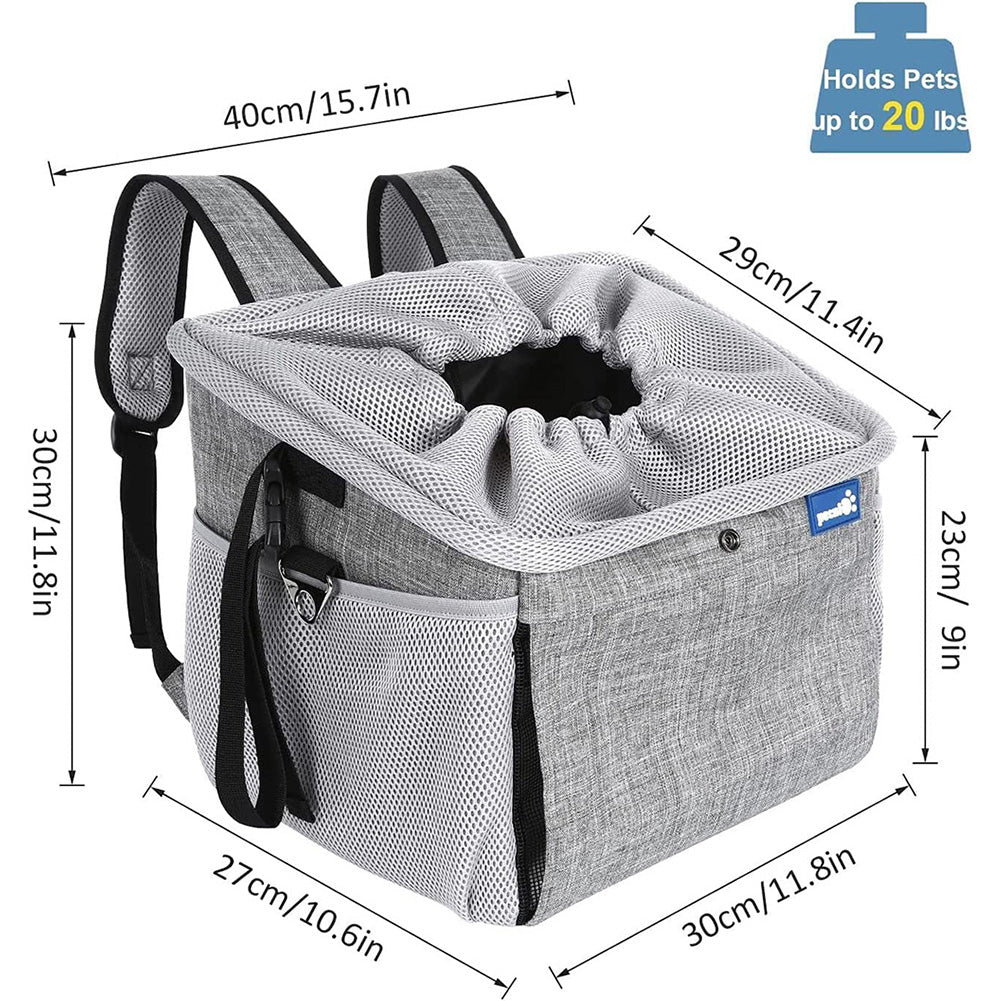 Dog bike basket， dog booster seat， pet booster seat with 2 large side pockets， comfortable padded shoulder strap， breathable pet carrier， for traveling with your pet (11X10X9In).