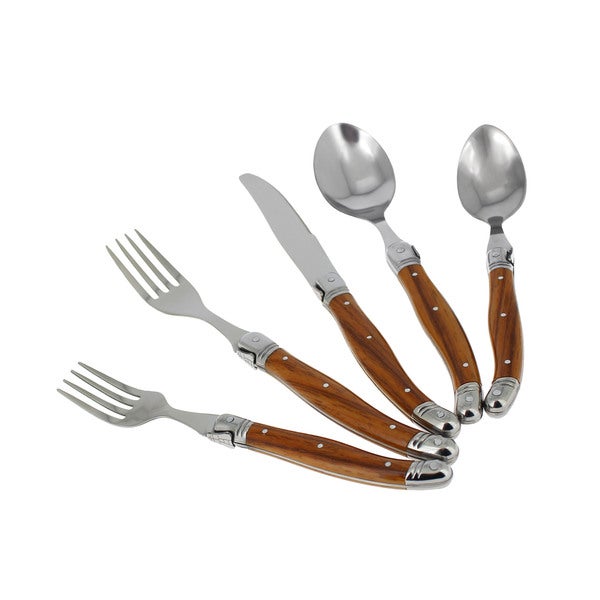 20-piece Laguiole Wood Grain Flatware Set by French Home