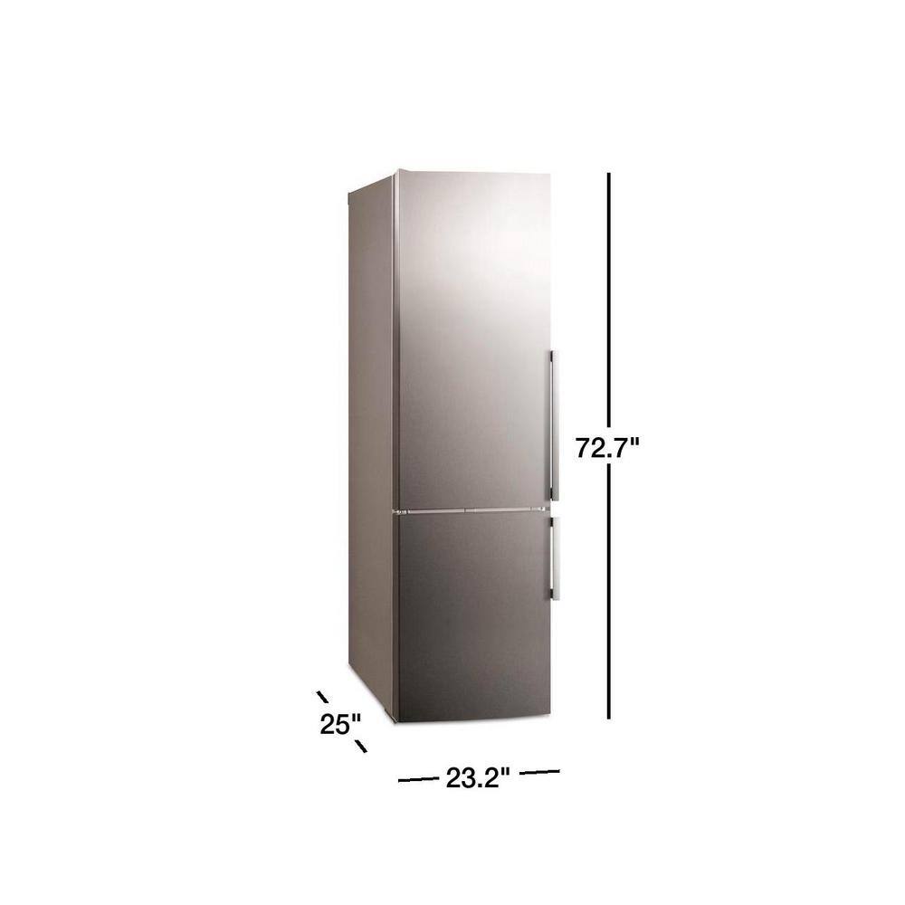 Summit Appliance 24 in. 11.35 cu. ft. Bottom Freezer Refrigerator in Stainless Steel Counter Depth FFBF246SSLHD