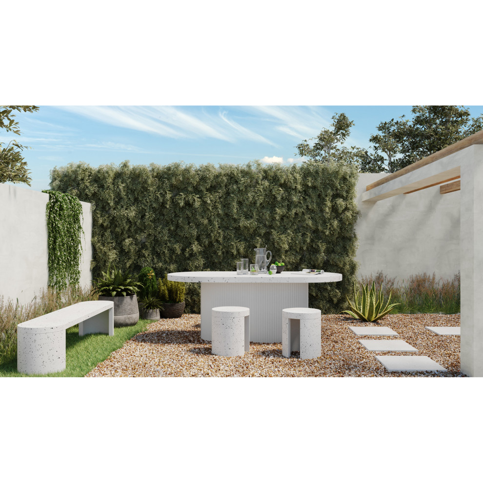 15 Inch Outdoor Stool White Contemporary Moe  x27s Home   Transitional   Outdoor Side Tables   by Sideboards and Things  Houzz