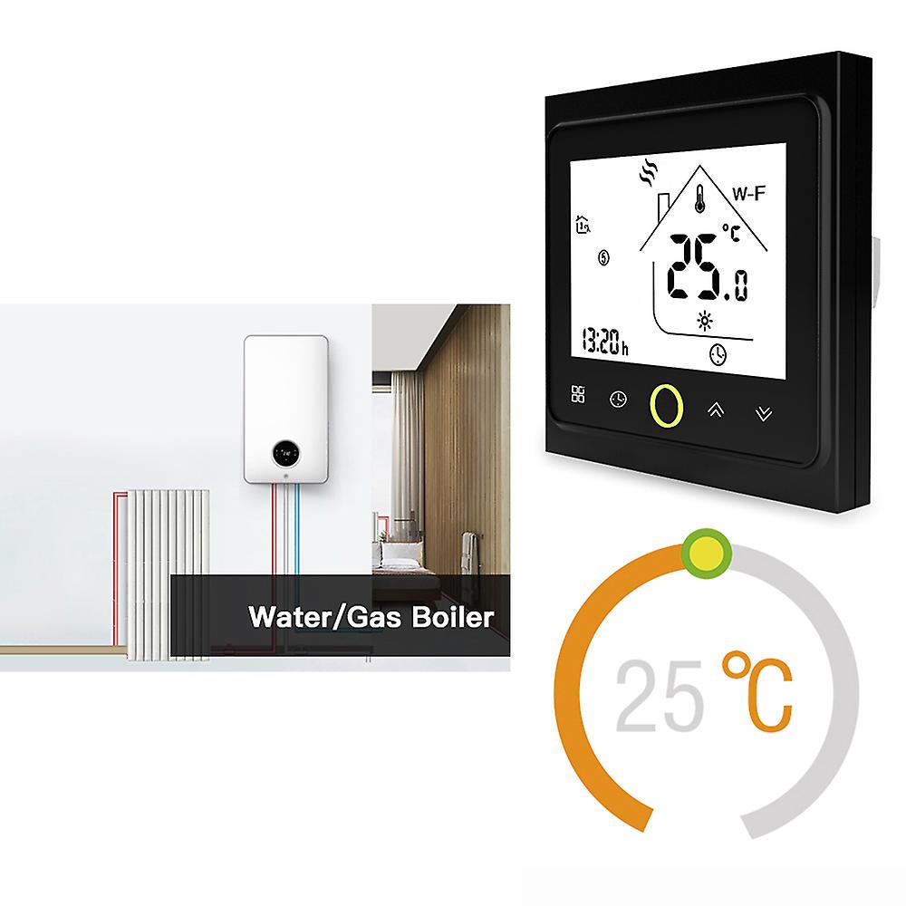 Black Wifi Wi-fi Smart Thermostat Temperature Controller App Control 5a Compatible With Alexa / Google Home Water / Gas Boiler Thermostats For Home --