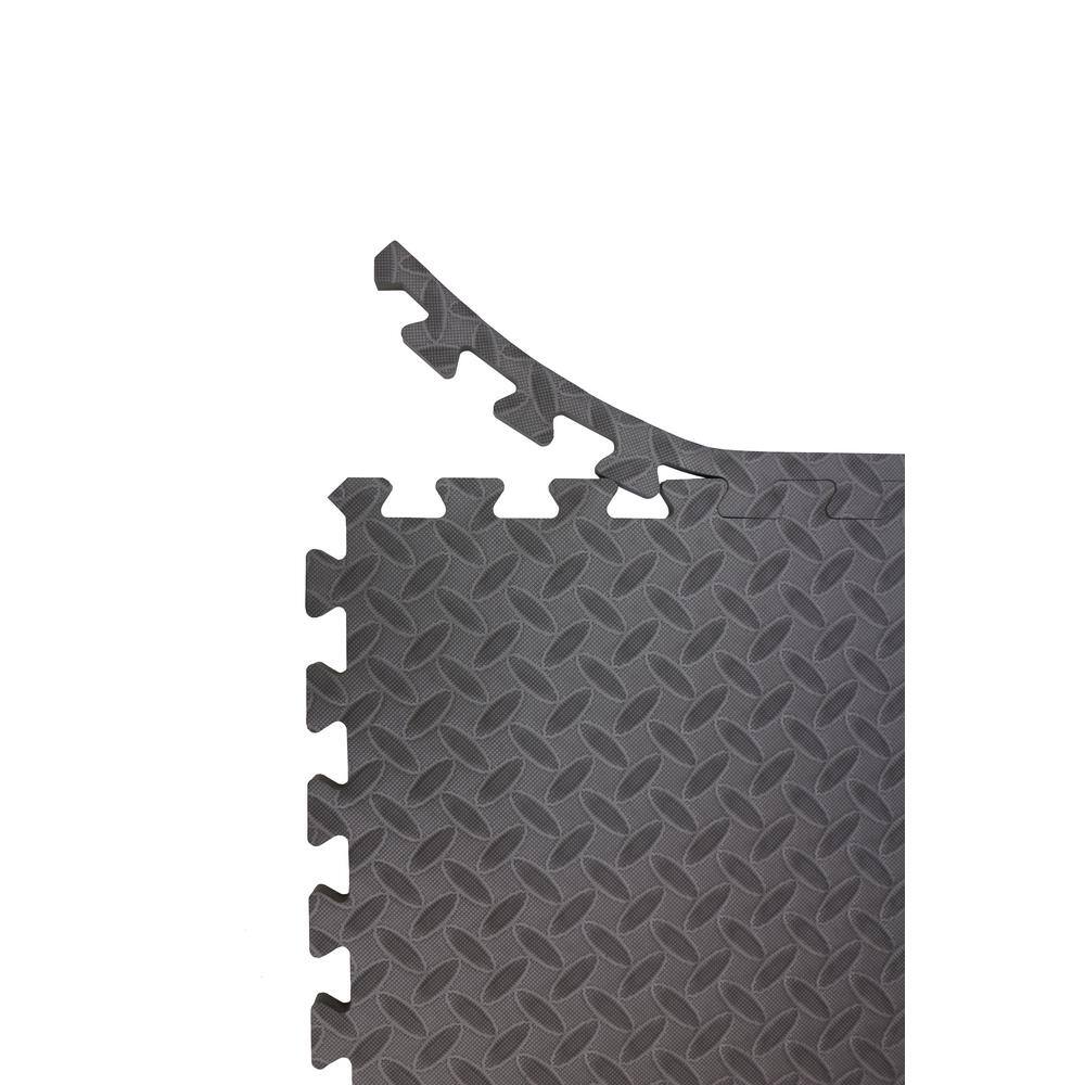 TrafficMaster Gray 25 in. W x 25 in. L x 0.47 in. T EVA Foam Interlocking Gym Floor Tiles (6 TilesPack) (24 sq. ft.) MI06012