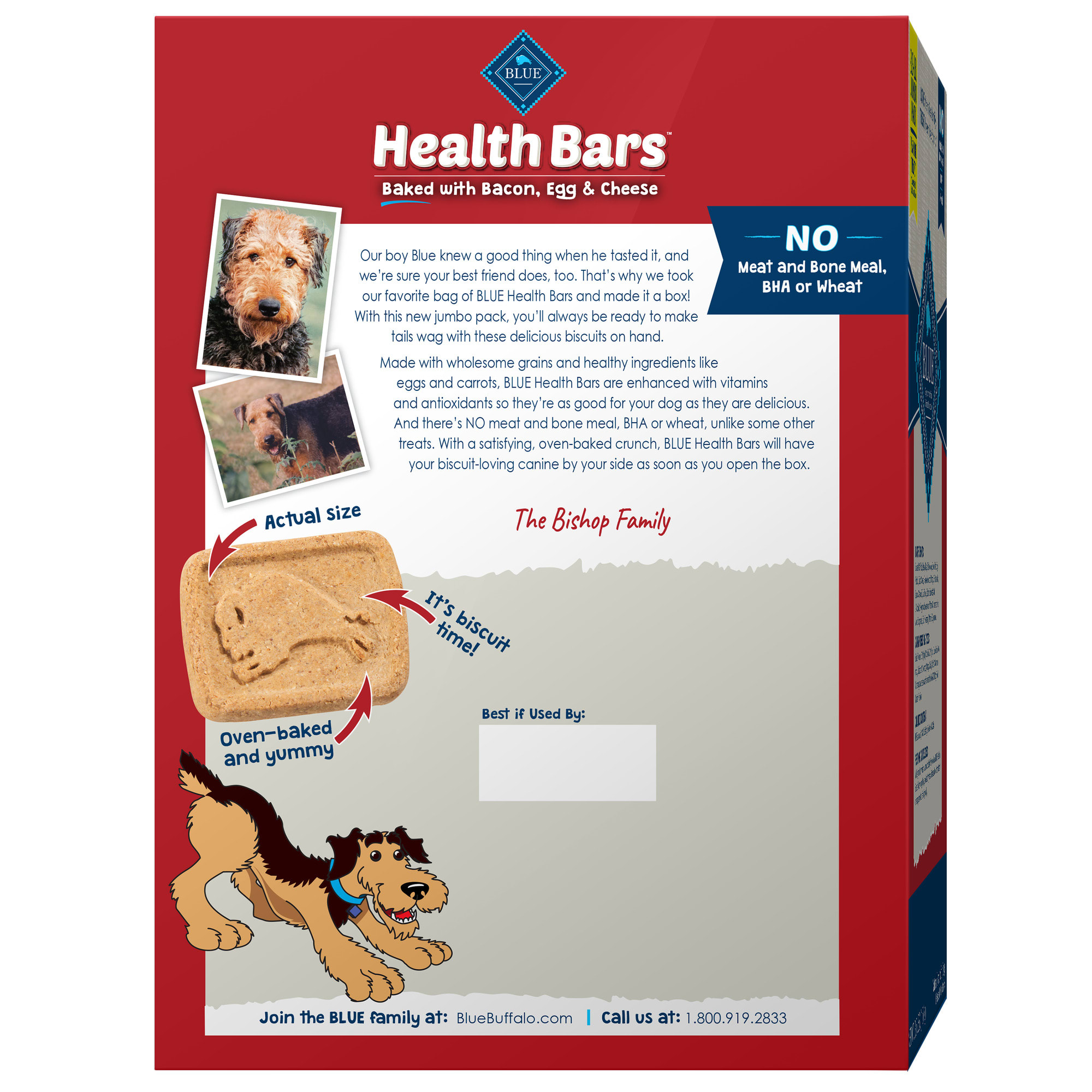 Blue Buffalo Health Bars Baked with Bacon， Egg  Cheese Natural Crunchy Dog Treats， 56 oz.