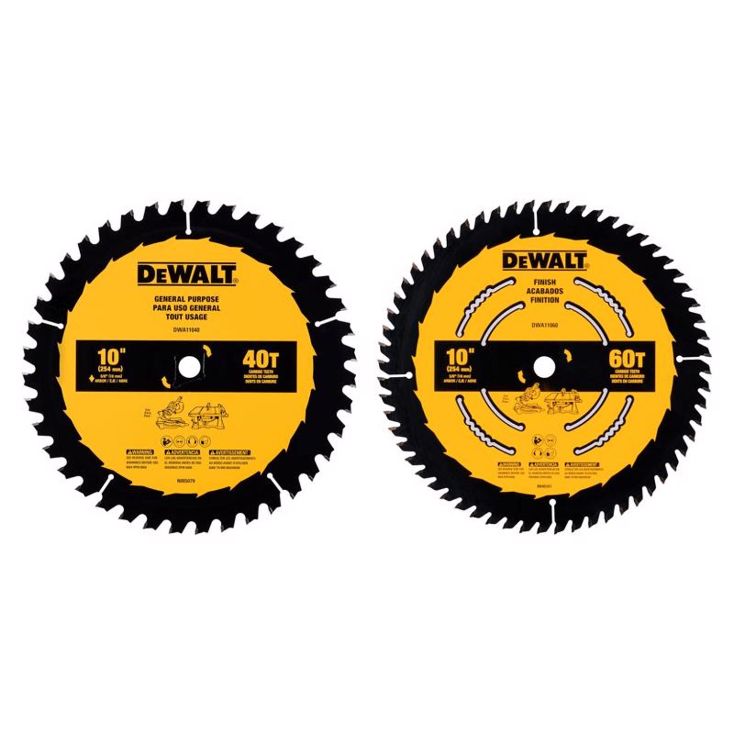 DW 10 in. D X 5/8 in. Carbide Tipped Circular Saw Blade 40/60 teeth 2 pk