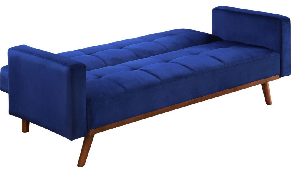 Benzara BM250386 Adjustable Sofa With Fabric Upholstery/Square Stitching  Blue   Midcentury   Sofas   by Uber Bazaar  Houzz