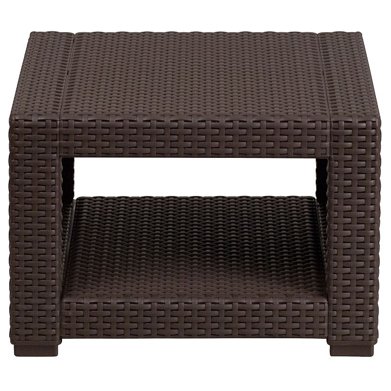 Flash Furniture Faux Rattan End Table