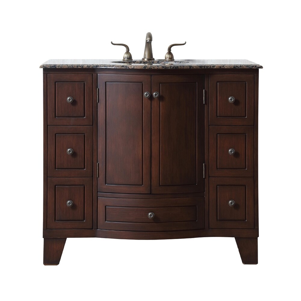 Stufurhome Alandra 40 Inches Dark Cherry Single Sink Bathroom Vanity