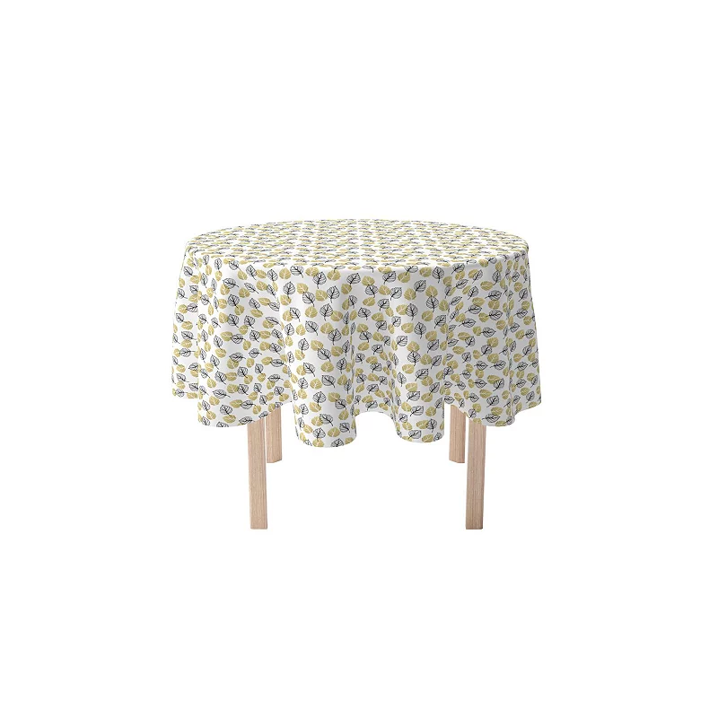 Round Tablecloth， 100% Polyester， 60 Round， Golden Leaves