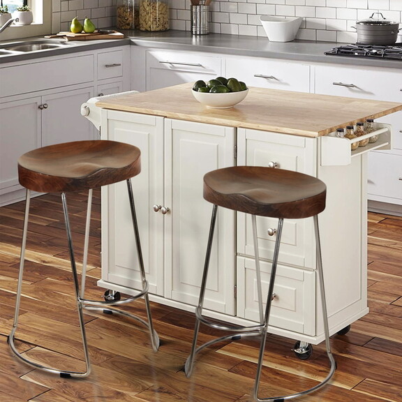 Ela 30 inch Bar Stool with Mango Wood Saddle Seat ...