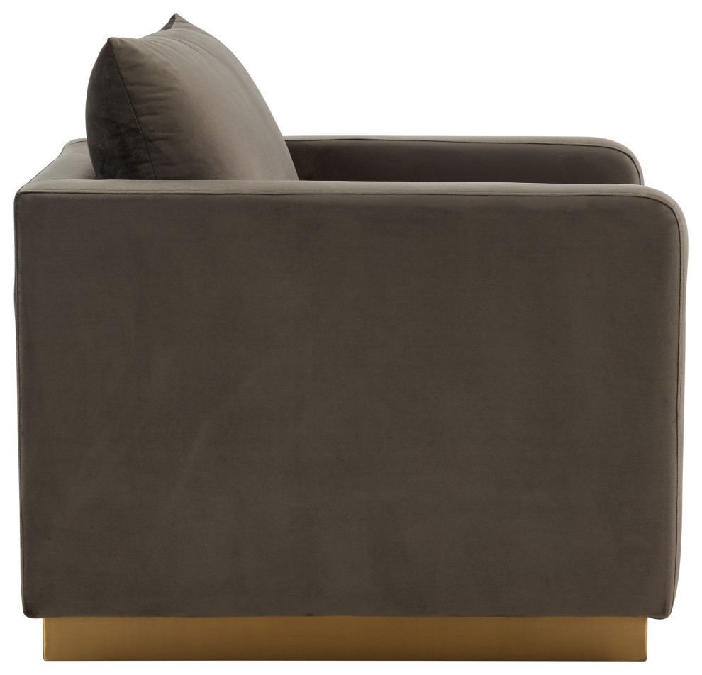 LeisureMod Nervo Modern Velvet Accent Arm Chair With Gold Base   Contemporary   Armchairs And Accent Chairs   by LeisureMod  Houzz