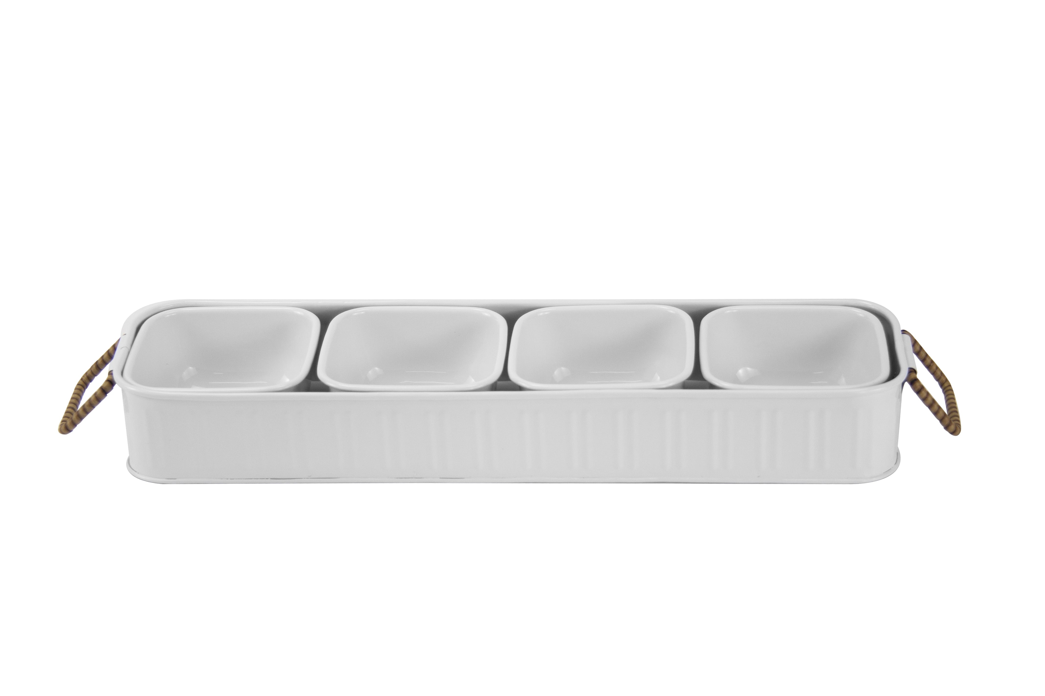 Better Homes and Gardens Galvanized Rectangle Condiment Tray， 17.44L x 4.52 W， White