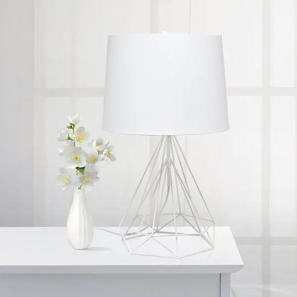 Lalia Home Geometric Wired Table Lamp with Fabric Shade - N/A