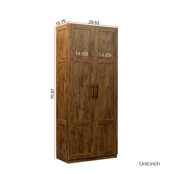 High wardrobe and kitchen cabinet with 2 doors and 3 partitions to separate 4 storage spaces - - 37010634