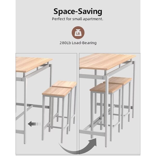 4 - Person Counter Height Dining Set with Wooden Panel and Metal Frame