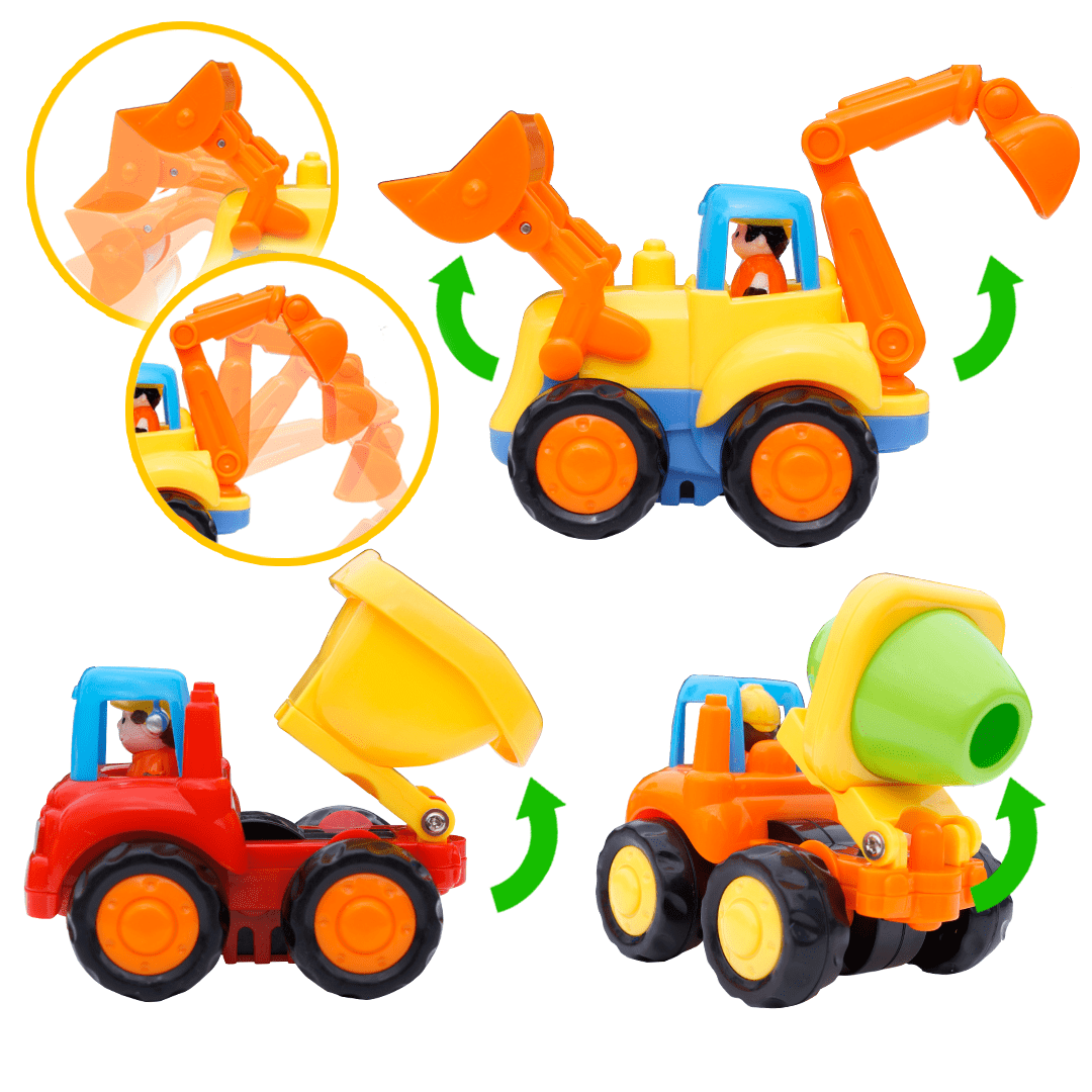 Friction Powered Cars Push and Go Toys Car Construction Vehicles Toys Set for Boys Baby Toddlers Kids Gift