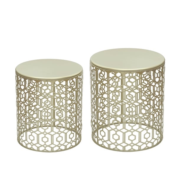 Adeco Set of 2 Round Nesting Side End Table Set - Set of 2