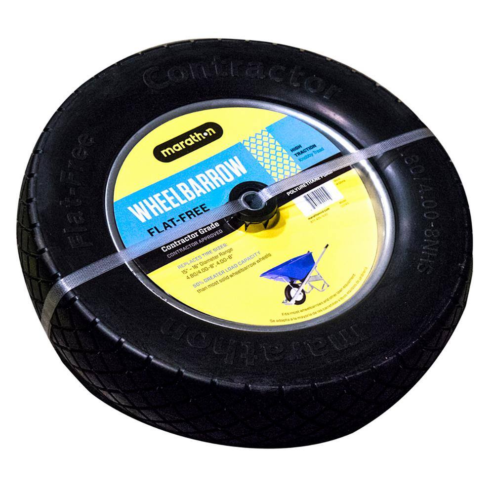 Marathon 15.5 in. Flat-Free Contractor Wheelbarrow Wheel 00245