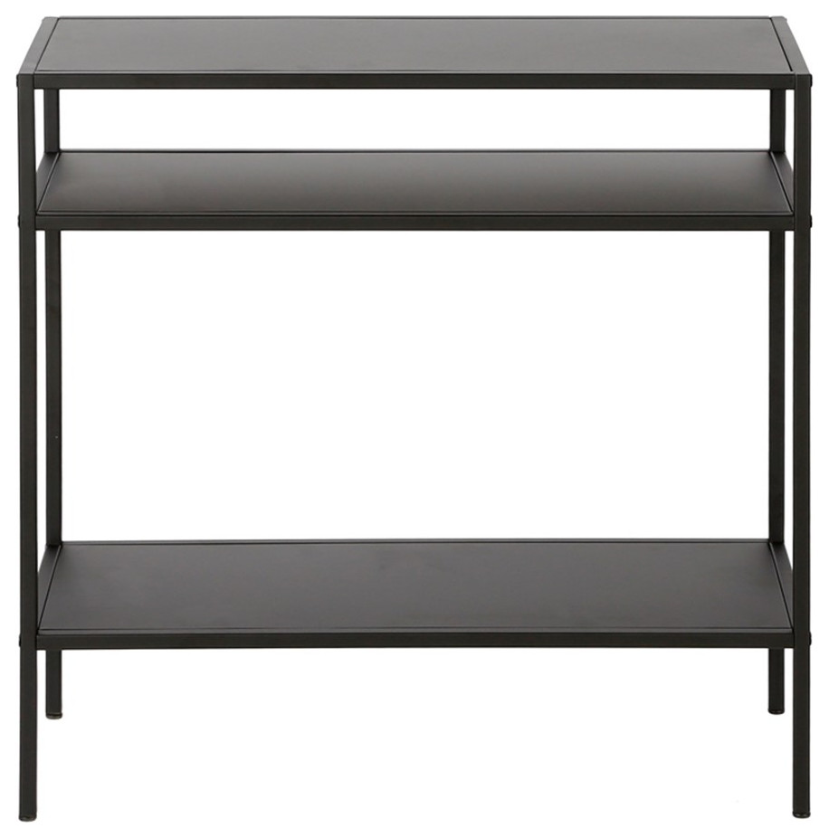 Maklaine Modern Black/Bronze Side Table with Metal Shelves   Industrial   Side Tables And End Tables   by Homesquare  Houzz