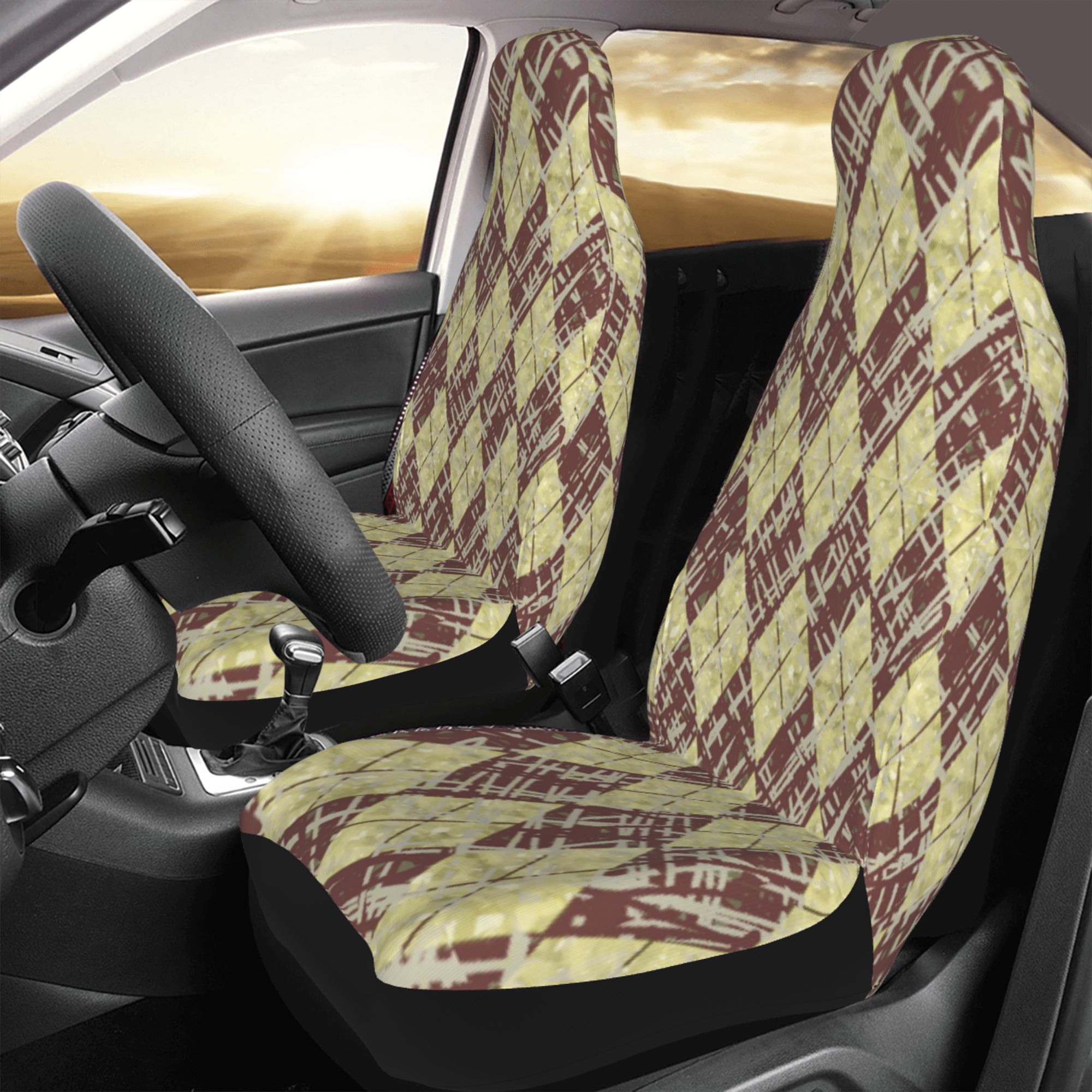 ZICANCN Car Seat Cover Rhombus Camo Mosaic Car Front Seat Covers Protectors ， Automotive Seat Covers for Cars Trucks Suv