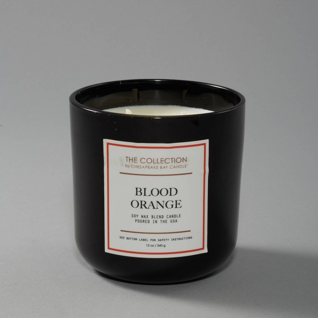 2 wick Black Glass Blood Orange Lidded Jar Candle 12oz The Collection By Chesapeake Bay Candle