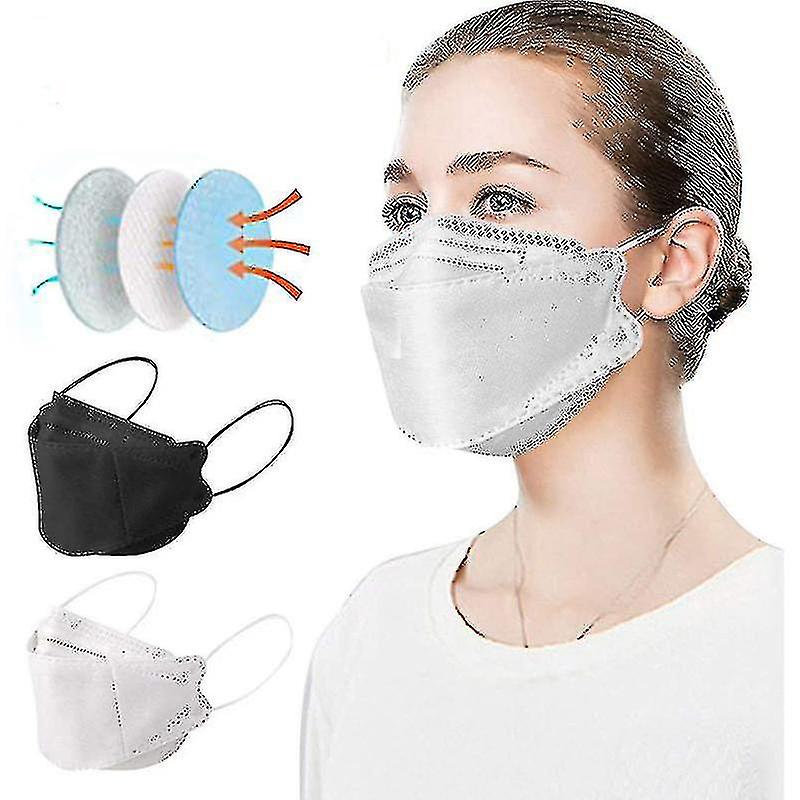 100 Pcs Adult Disposable Face Mask Real 4-ply Face Bandana Adjustable Nose Strap