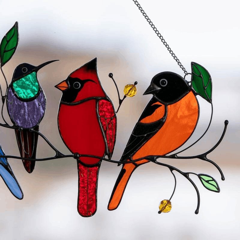 🔥 BIG SALE - 49% OFF🔥The Best Gift-Birds Stained  Window  Panel Hangings🎁