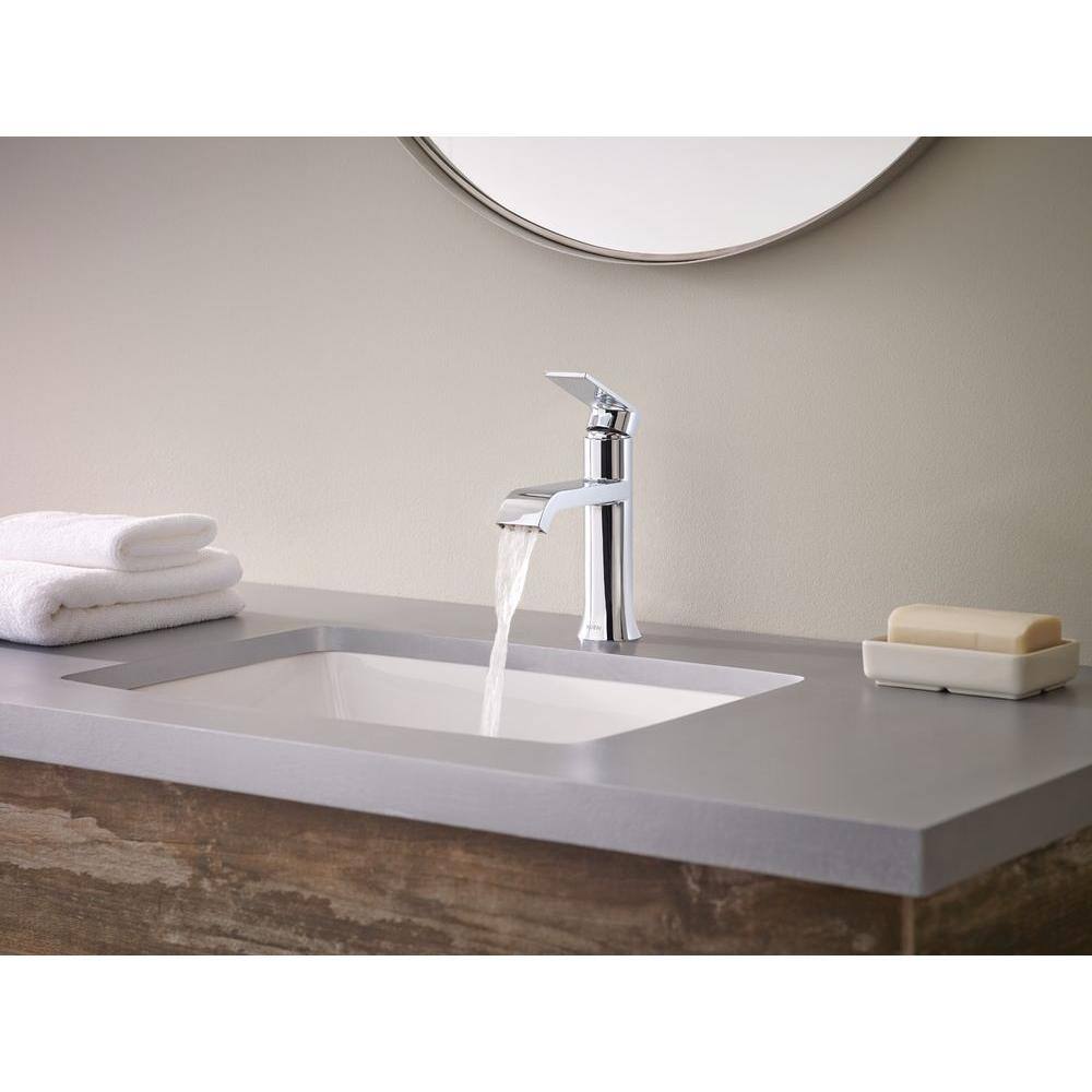 MOEN Genta Single-Handle Single Hole Bathroom Faucet with Hand Towel Bar in Polished Chrome TWS84760-TR