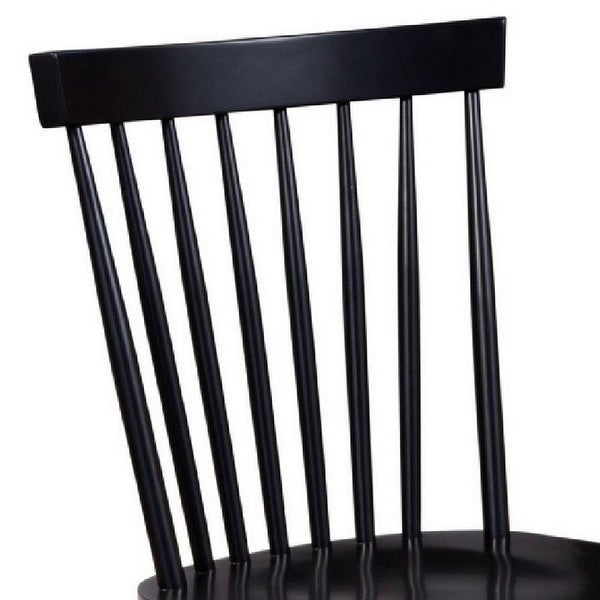 Ray 18 Inch Dining Side Chair， Rubberwood， Windsor Back， Set of 2， Black - 19.5 L x 18 W x 34 H