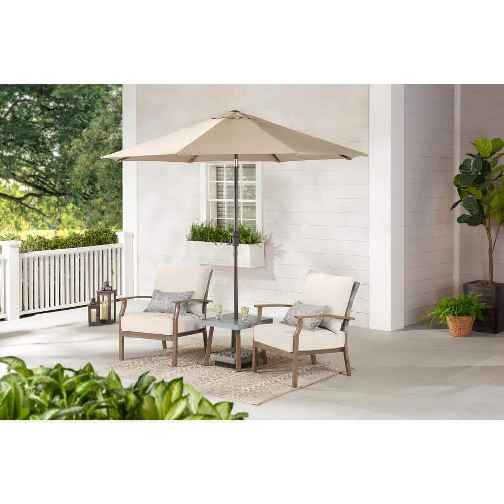 Hampton Bay Beachside 3-Piece Rope Look Steel Outdoor Patio Bistro Set with CushionGuard Almond Tan Cushions 2111-B