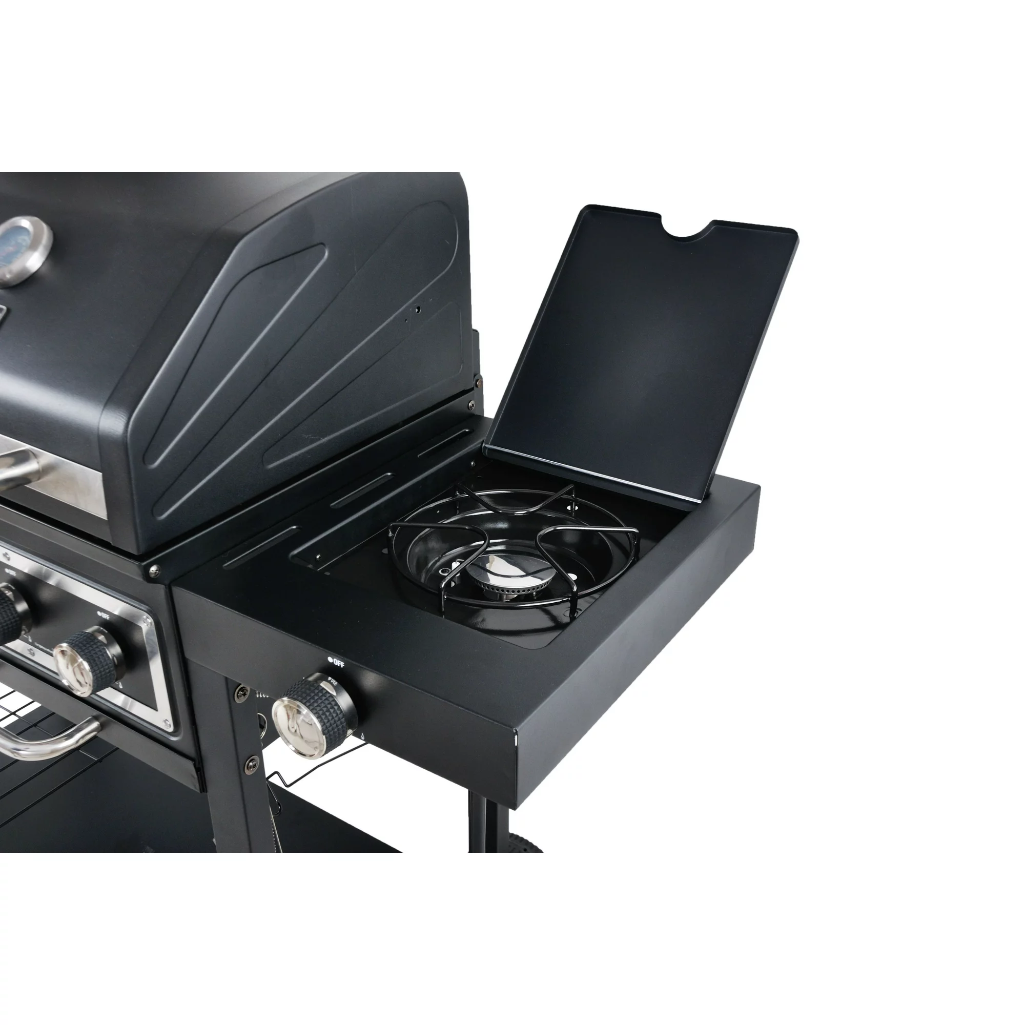 RevoAce Dual Fuel Gas and Charcoal Combo Grill， Black with Stainless