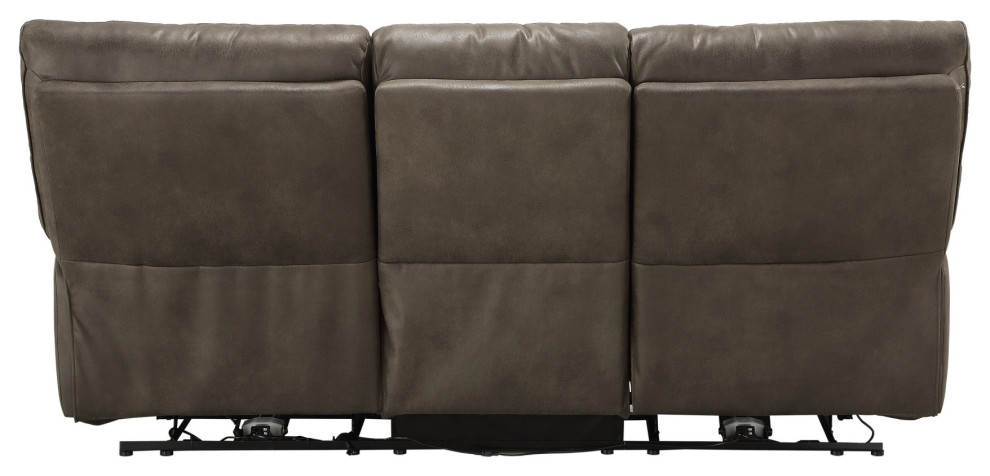 Leatherette Power Recliner Sofa With Pillow Top Arms And Split Back  Gray   Contemporary   Sofas   by VirVentures  Houzz