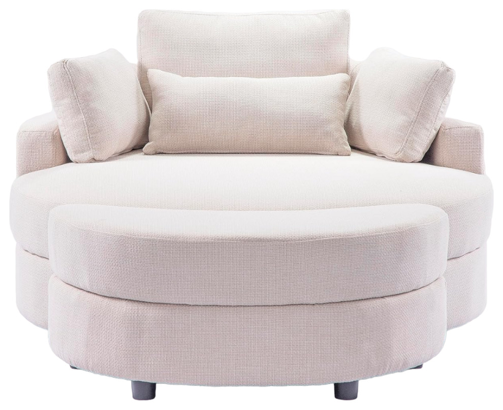 Modern Accent Chair With Half Moon Storage Ottoman  Barrel Design   Modern   Armchairs And Accent Chairs   by Decor Love  Houzz