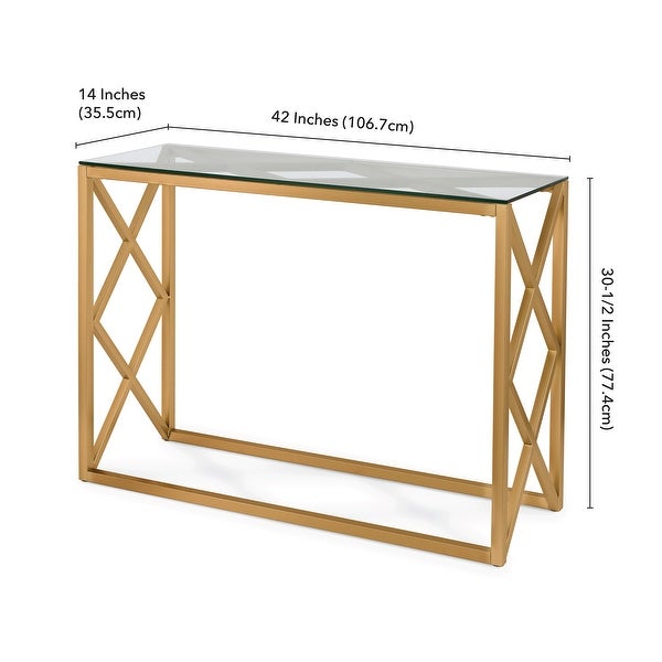 Silver Orchid Stifter Geometric X-base Metal/Glass Console Table