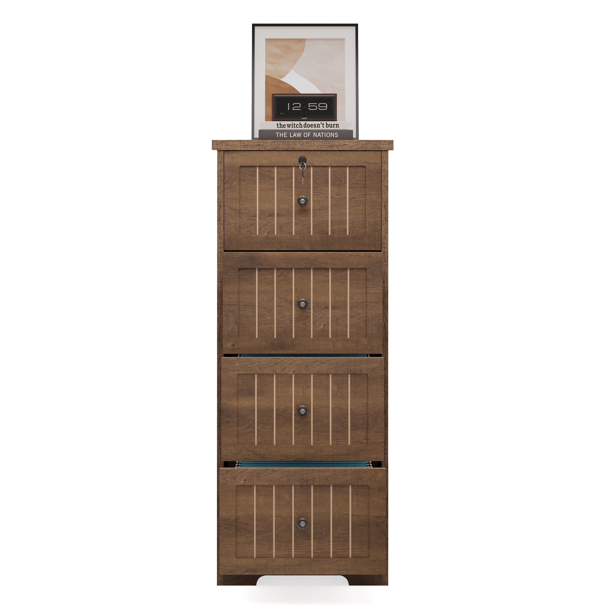 4-Drawer File Cabinet, Vintage Vertical Filing Cabinet