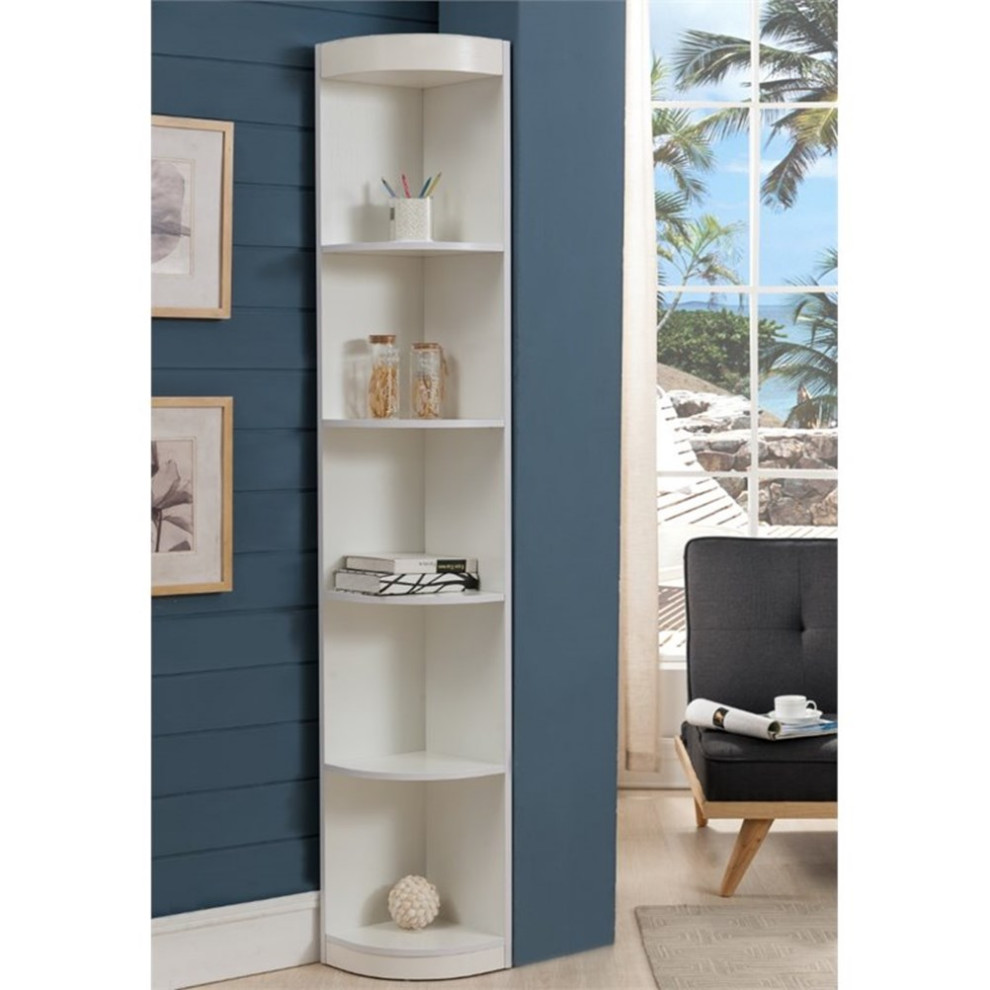 Furniture of America Maleena Wood 5 Shelf Corner Bookcase in Warm Espresso   Transitional   Bookcases   by Homesquare  Houzz